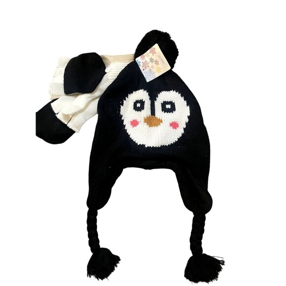 Penguin Knit Winter Hat & Gloves Set - Picture 1 of 2